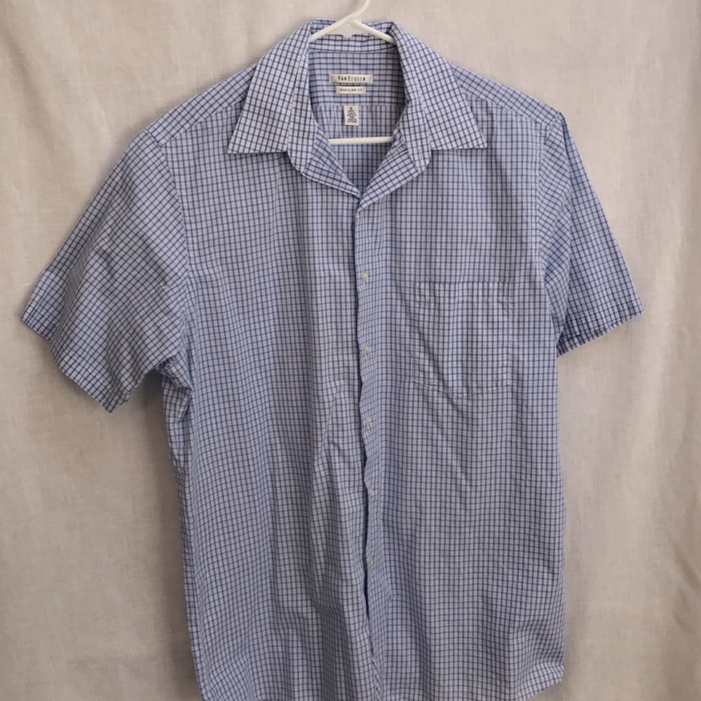Van Heusen Regular Fit Blue/White Checkered Shirt
